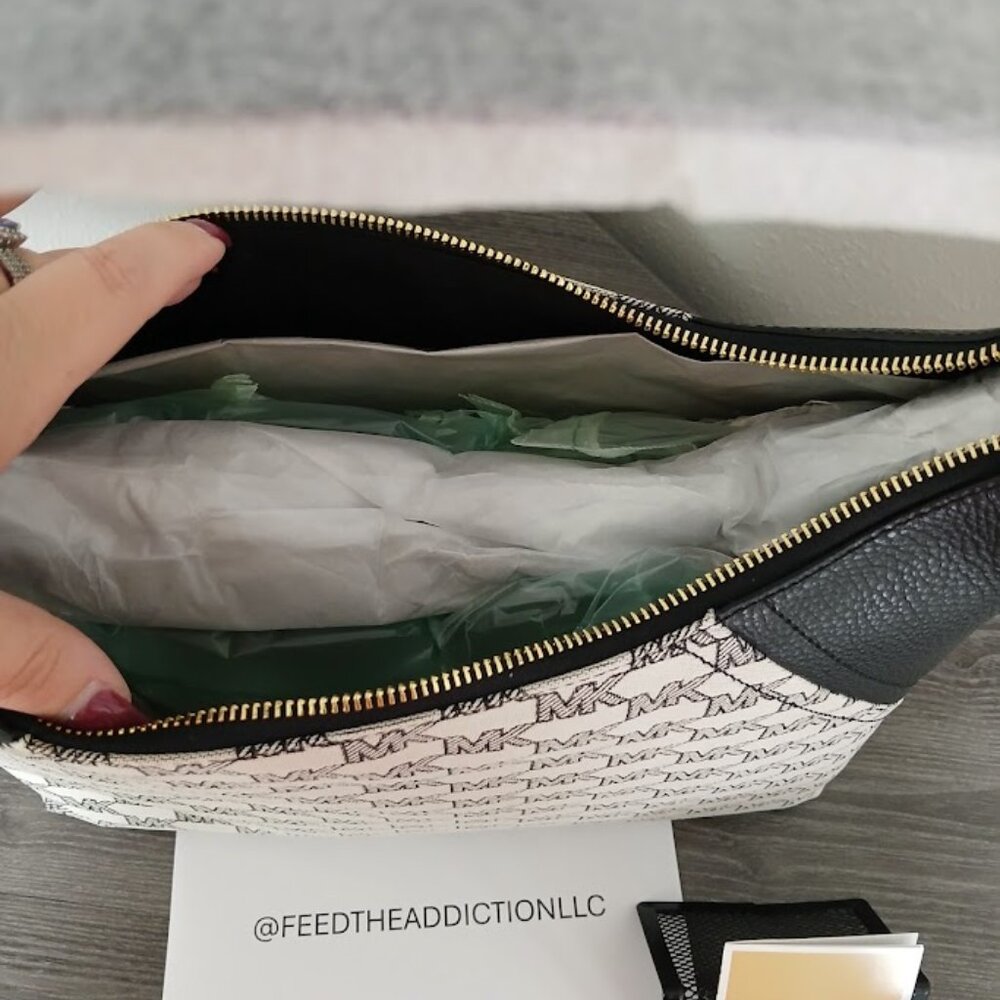 Michael Kors Aria Large Signature Logo Jacquard Shoulder Bag